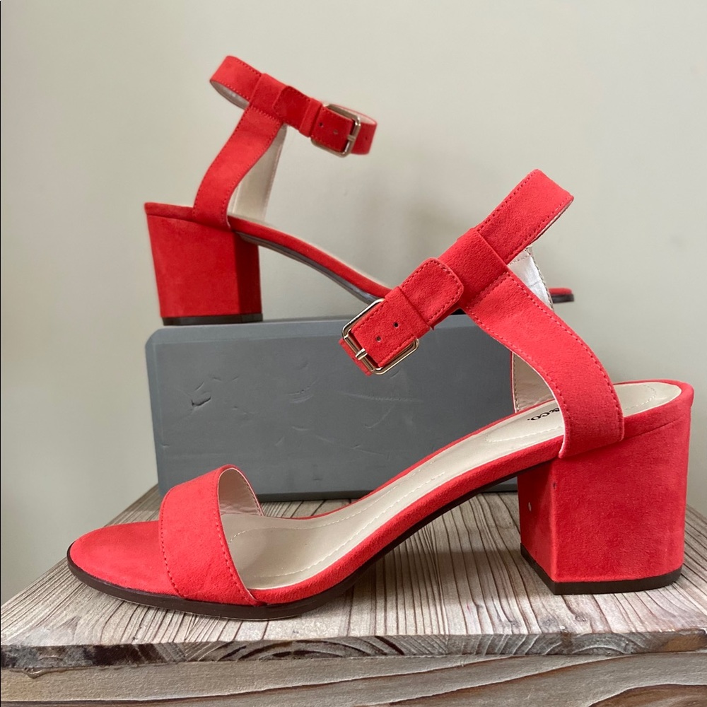 Style & Co. Red Suede Block Heel Sandals